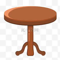 棕色木头桌子图片_棕色圆形木质桌子插图