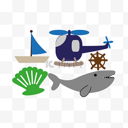 svg海上直升机邮轮与动物