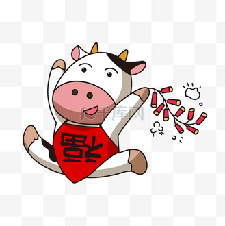 农历新年牛放鞭炮