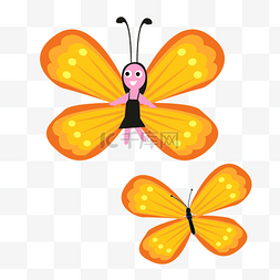 黄色卡通小翅膀图片_金黄色的花仙子小蝴蝶