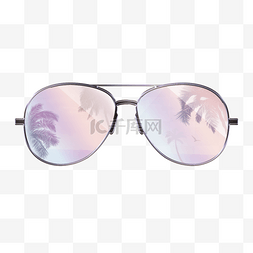 透明眼镜框图片图片_淡粉色少女海滩椰子树海鸥反射金