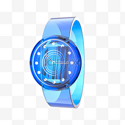 电商文艺图片_蓝色金属透明手表