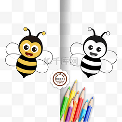 动物儿童画图片_honeybee clipart black and white 飞翔开心