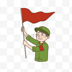 红色的军人图片_八一建军节红色军人插画免抠元素