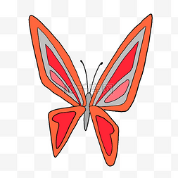 一只蝴蝶图片图片_卡通红色蝴蝶插画
