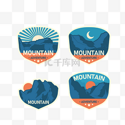 户外登山运动创意贴纸logo