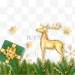 绿色驯鹿图片_圣诞节绿色叶子装饰