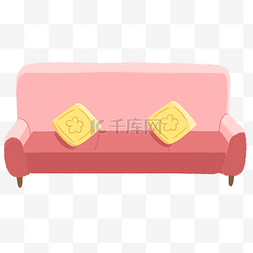 扁平家装图片_粉色双人长形沙发