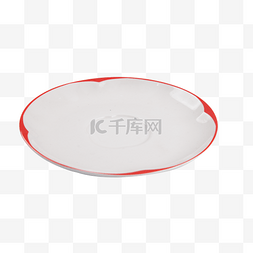 红边白瓷圆形餐碟