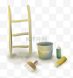 装修材料图片_劳动节工具梯子和刷子