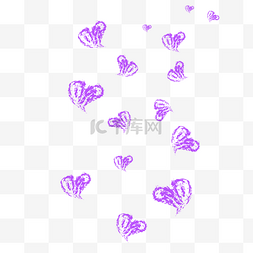紫色爱心卡通图片_手绘卡通漂浮紫色爱心