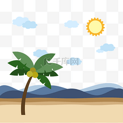 椰子树夏日图片_沙滩大海椰子树