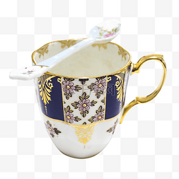 陶瓷勺子图片_宫廷风陶瓷杯子和勺子