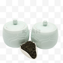 茶叶容器图片_两个白色的茶壶免抠图