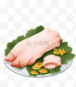 手拿猪蹄图片_盘装猪蹄食材