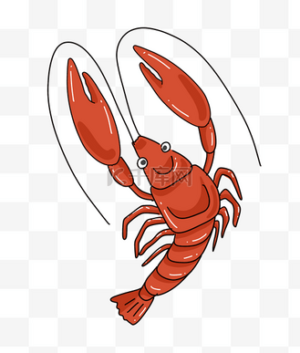 红色龙虾卡通插画