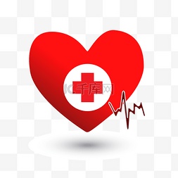 红十字心电图图片_医疗心形红十字