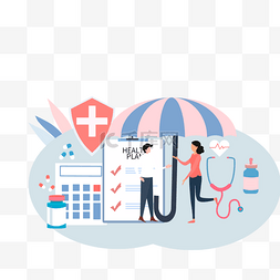 医疗药物卡通图图片_卡通手绘医生医疗保护伞图