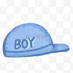 蓝色小帽子图片_手绘卡通蓝色男孩帽子免扣元素