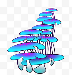 卡通蓝色蘑菇图片_唯美蓝色蘑菇梯子