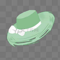 绿色蝴蝶结草帽
