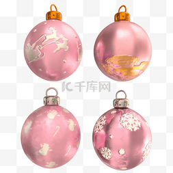 粉色雪花圣诞装饰球