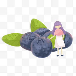 蓝莓水果小女生