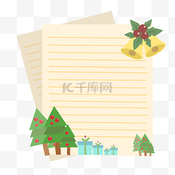 圣诞信笺图片_铃铛圣诞树信笺