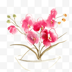 写意国画花卉图片_水墨画红色的花卉