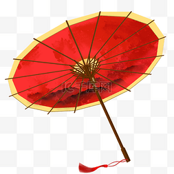 红色水墨油纸伞