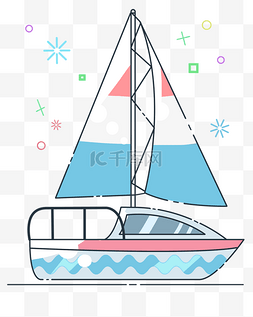 卡通度假游玩帆船