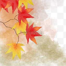 红色叶子秋天图片_水彩风红色枫叶
