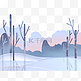 冬日原野树林冰川雪景装饰底框