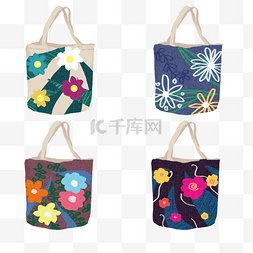 手绘夏日手提袋花朵叶子系列