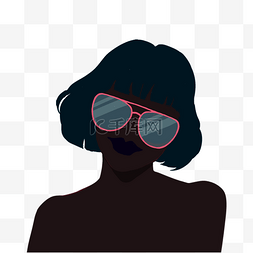 时尚眼镜插画图片_黑人妇女时尚眼睛插画元素
