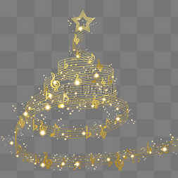金色音符音符图片_金色螺旋圣诞音乐圣诞树