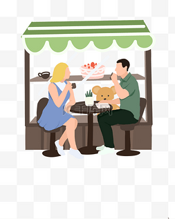 咖啡厅约会扁平情侣