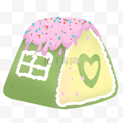 蛋糕方形图片_美食蛋糕绿色卡通