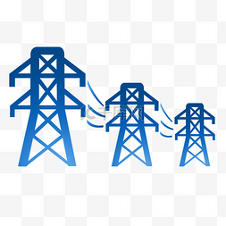 高压电线塔卡通图片_蓝色的电网