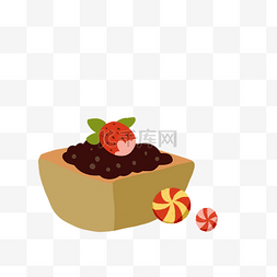 红色的草莓蛋糕和小球免抠图