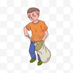 环境卫生治理图片_卡通人物社区服务清理垃圾义工