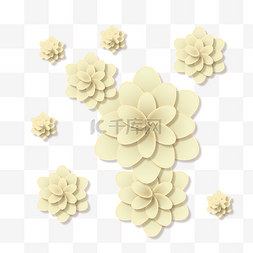 韩系剪纸图片_黄色花卉剪纸