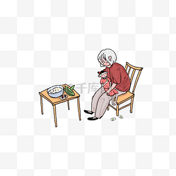 我和奶奶买菜图片_老奶奶端午节包粽子小孩
