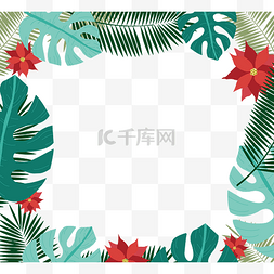 树叶装饰边框矢量图片_热带树叶图边框