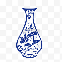 白色花瓶手绘图片_古风青花瓷瓷器花瓶