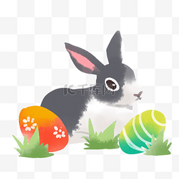复活节水彩兔子
