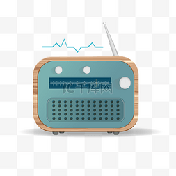 收音机电波图片_蓝色的收音机