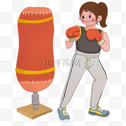 运动人物拳击图片_拳击健身的小女孩