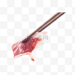 筷子夹起一片雪花牛肉
