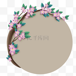 文字花卉图片_梅花树圆形文字框